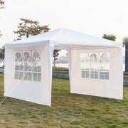 KAAYEE Camping and Outdoors Gazebo Day Tent, 3 x 3m Four Sides Portable Home Use Waterproof Tent with Mesh Windows & Spiral Tubes, White
