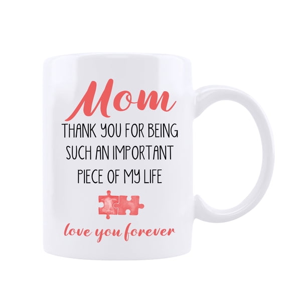 KAAYEE Coffee Mug for Mom Birthday Gifts from Daughter Son,Mom I Love You Forever Tea Cup,Thank You Mom Mug,White 11 Oz