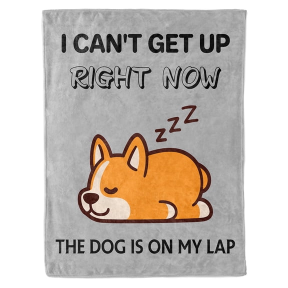 KAAYEE Cute Corgi Fleece Throw Blanket for Couch,Lightweight Plush Fuzzy Cozy Soft Throw Blankets for Sofa Grey 50x60"