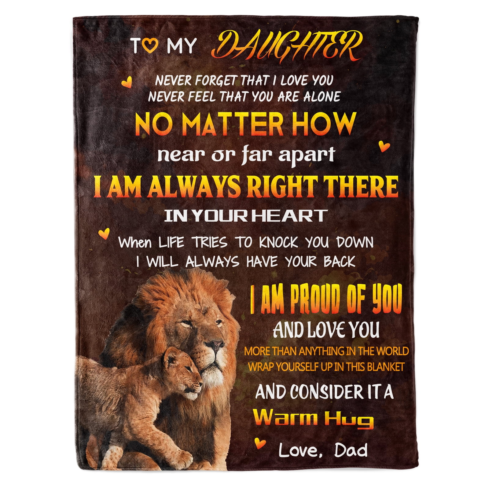 KAAYEE Daughter Gifts from Dad - Daughter Throw Blanket, to My Daughter Lion Blanket, Father Daughter Gifts -Mothers Day, Birthday Gifts for Daughter 50"x60"