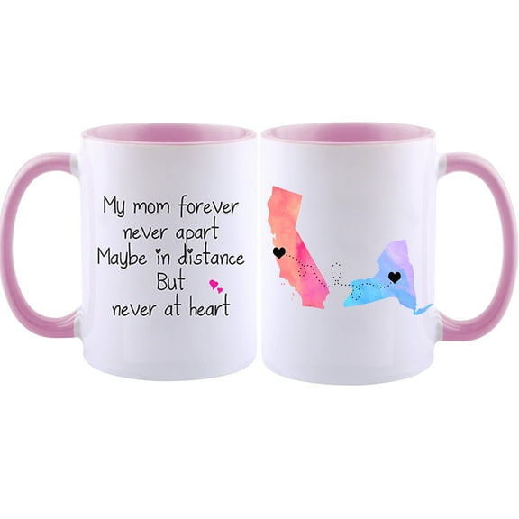 KAAYEE Mom Distance Relationship Mug Gift,11oz Coffee Mug for Mother's Day,Birthday Christmas,Pink