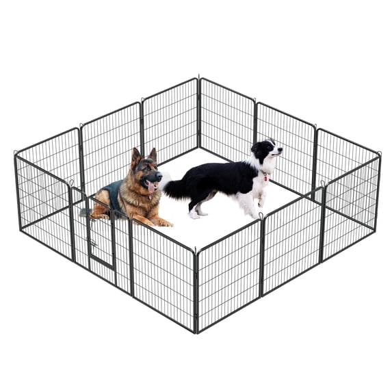 KAAYEE 32" Height Foldable Heavy Metal 12-Panel Dog Playpen with Doors for Dogs