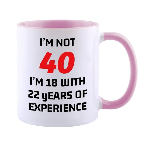 KAAYEE Funny 40th Birthday Gift For Men Women,40 Year Old Birthday Coffee Mug for Gift Turning 40,Pink