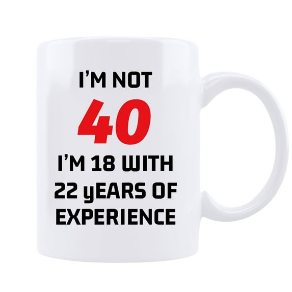 KAAYEE Funny 40th Birthday Gifts For Men Women,40 Year Old Birthday Coffee Mug for Gifts,Gifts For Women Man Turning 40,White