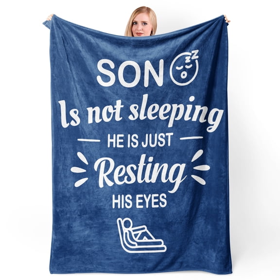 KAAYEE Funny Blanket Gifts for Son,Birthday Gifts for Him,Super Soft Flannel Throw Blanket for Napping,Blue 60" x 50"