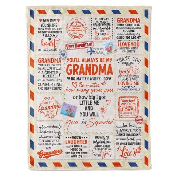 KAAYEE Grandma Blanket,Best Grandma Birthday Gift from Grandchildren,Throw Blanket,Beige 50X60"