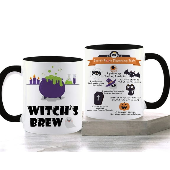 KAAYEE Halloween Witches Brew Coffee Mug for Women Men Kids–11 oz Ceramic Tea Cup for Gag Gift,White
