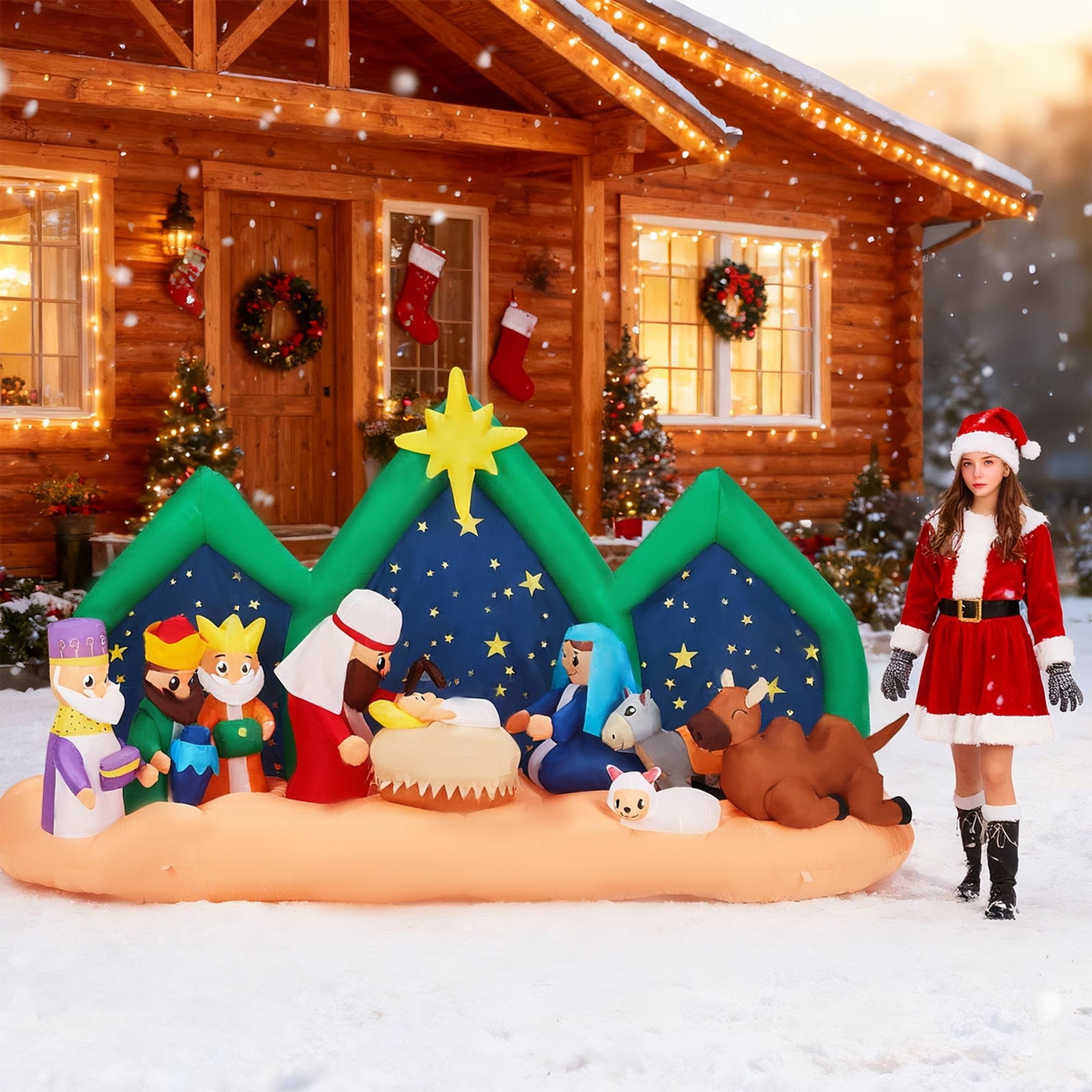 MUMTOP 6ft Nativity Scene Inflatable - LED Lighted Christmas Yard Decoration