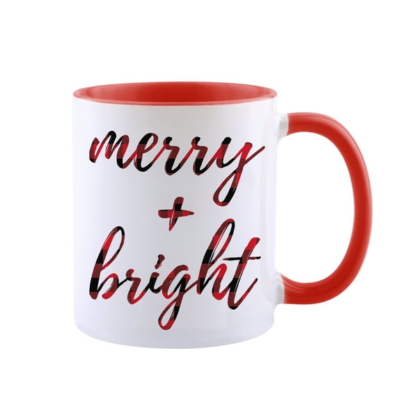KAAYEE Merry & Bright Christmas Coffee Mug,11 oz Novelty Coffee Mug,Holiday Gifts for Coffee Lovers,Green