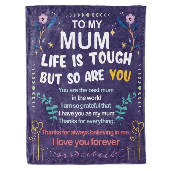 KAAYEE Mum Blanket,Mum Birthday Gifts,Mum Gifts from Daughter Son,Gift for Christmas,Mother' Day to My Mum Blanket,60x50",Purple