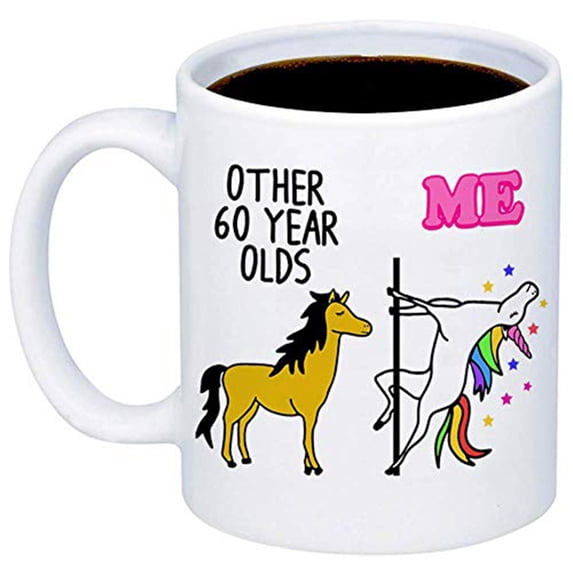 KAAYEE Other 60 Year Olds Me Unicorn Coffee Mug-11oz Ceramic Tea Cup for Grandma,Wife,Sister,Best Friend,Aunt,60th Birthday Mug,White