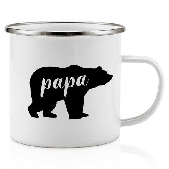 KAAYEE PaPa 12 Oz Enamel Stainless Steel Metal Camping Campfire Coffee Mug Cup - Funny Motivational Inspirational birthday gift for daa papa,father friend Father's Day Gift