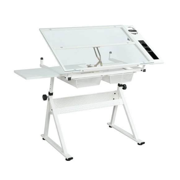 KAAYEE Premium Drawing Draft Table Drafting Drawing Desk for Adults,75-105cm Height Adjustable,White