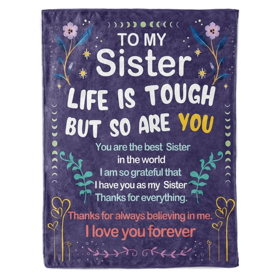 KAAYEE Sister Birthday Gifts from Sister,Big Sister Little Sister Gifts for Christmas,Sister Day,Dear Sister Throw Blanket,60"*50",Purple