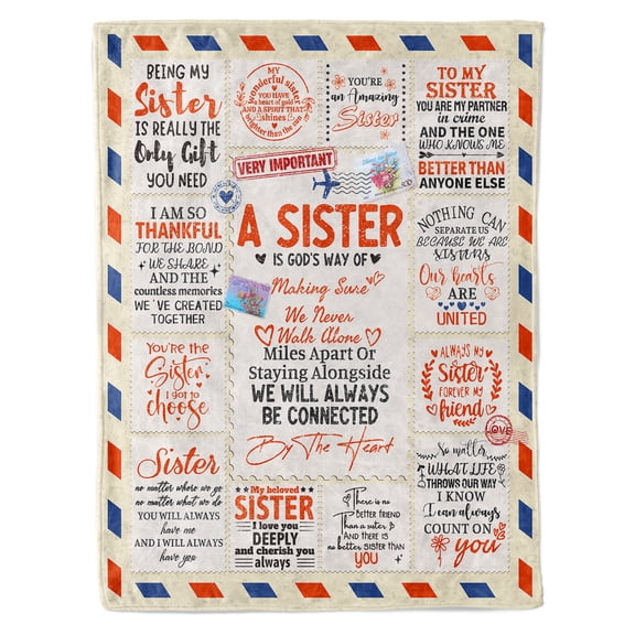 KAAYEE Sister Gifts Blanket,Graduation Birthday Gift for Sisters, to My Dear Sister Blanket for Mother's Day, Super Soft Flannel Throw Blankets for Christmas Valentines Day