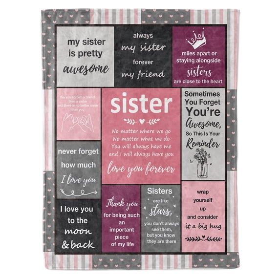 KAAYEE Sister Gifts Blanket, Happy Birthday Sister Gifts for Sister, Unique Sister Gifts for My Dear Sister - Sister Throw Blanket 60" x 50
