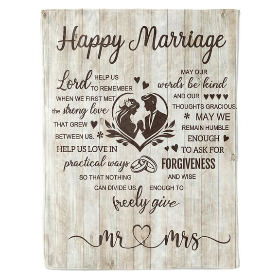 KAAYEE Wedding Gifts for Couples,Bridal Shower Gift for Bride to Be, Best Bride Gifts for Wedding Day,Unique Newlywed Gifts for Couples, Marriage Prayer Throw Blanket 60 x 50 Inch