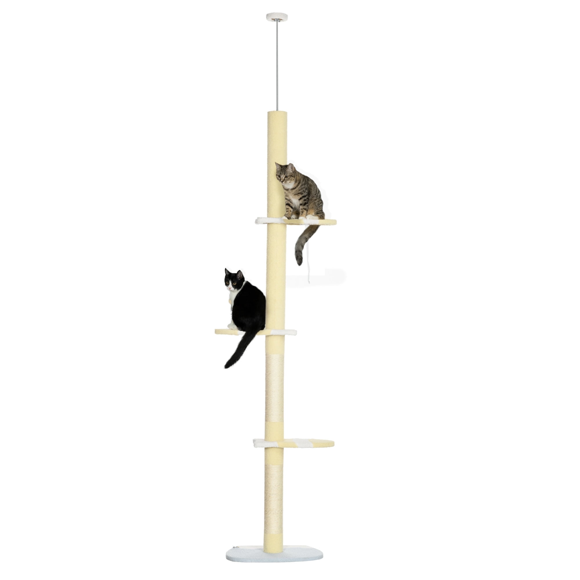 KAAYEE Wooden Cat Tree, Floor to Ceiling 4-Tier Tall Cat Tower,Height Adjustable 86.5-102.25" Yellow
