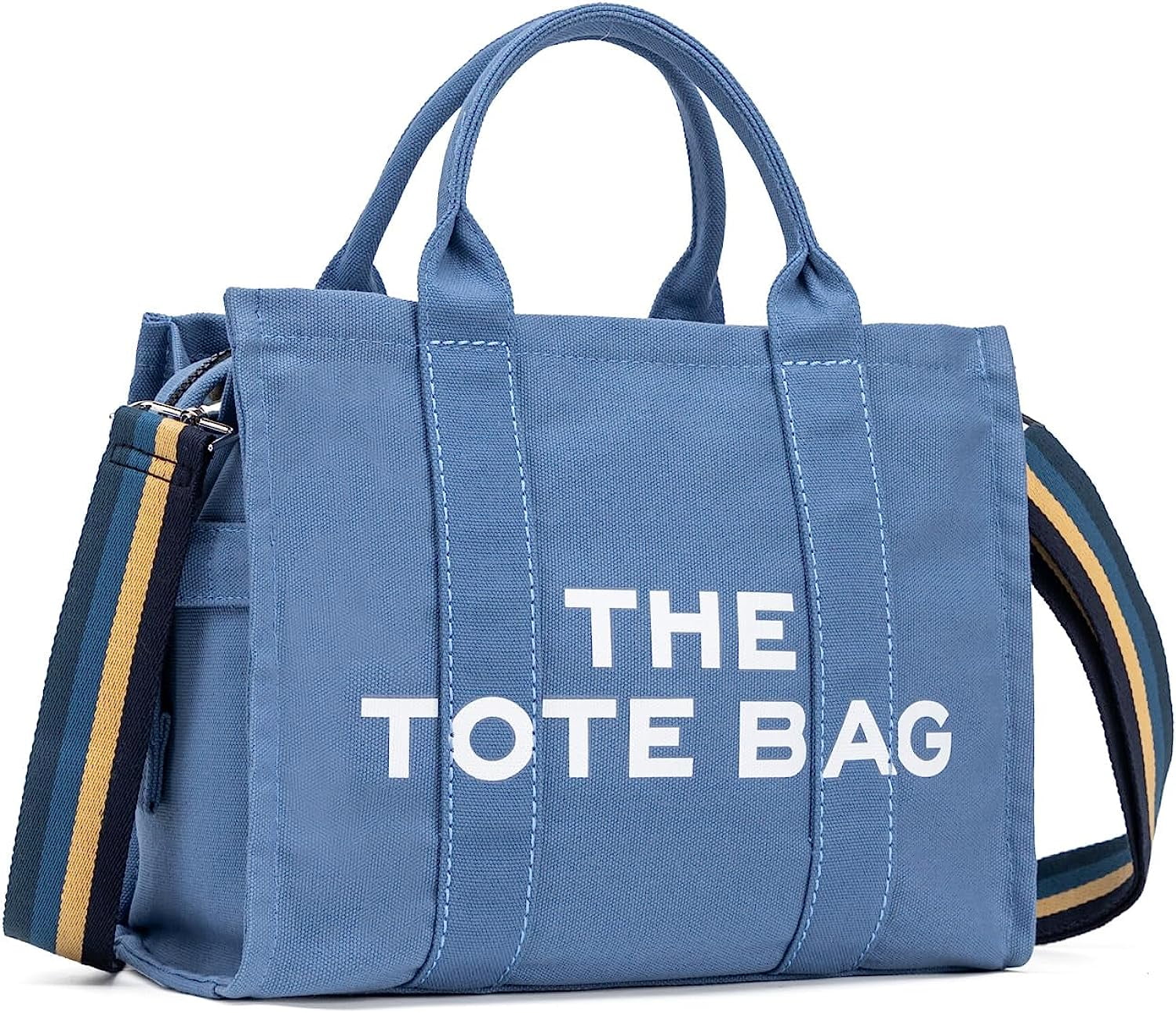 KABAQOO Canvas Tote Bag Girls Casual Crossbody Handbags Satchel Fashion Shoulder Bags for Women Blue