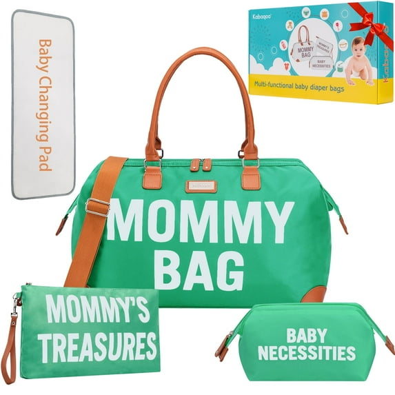 Diaper Bag Tote with Mommy's Treasure and Baby Necessities, Large Capacity Mommy Bag for Hospital and Weekender Travel, Newborn Baby Essential