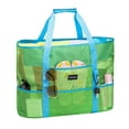 thumbnail image 1 of KABAQOO Extra Large Beach Bag Shop Grocery Bag Picnic Mesh Tote Bag with Zipper and Pocket Green, 1 of 7