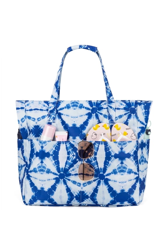 Extra Large Beach Bag, Waterproof Sandproof Women Beach Tote with Zipper & Wet Compartment for Pool Gym Grocery Travel