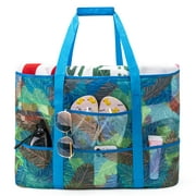 Your Zone, Reusable Lunch Bag, Lunch Kit, with Top Handles and Side Mesh  Pocket, Blue, Durable 420D Polyester