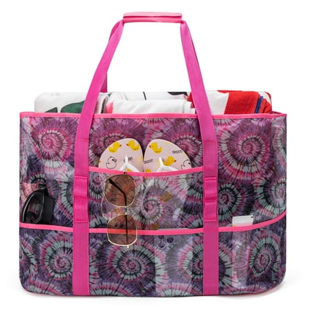 KABAQOO Women Extra Large Mesh Beach Bag Tote Multipocket Zipper Waterproof for Travel Pool Pink price history and forecast - KABAQOO