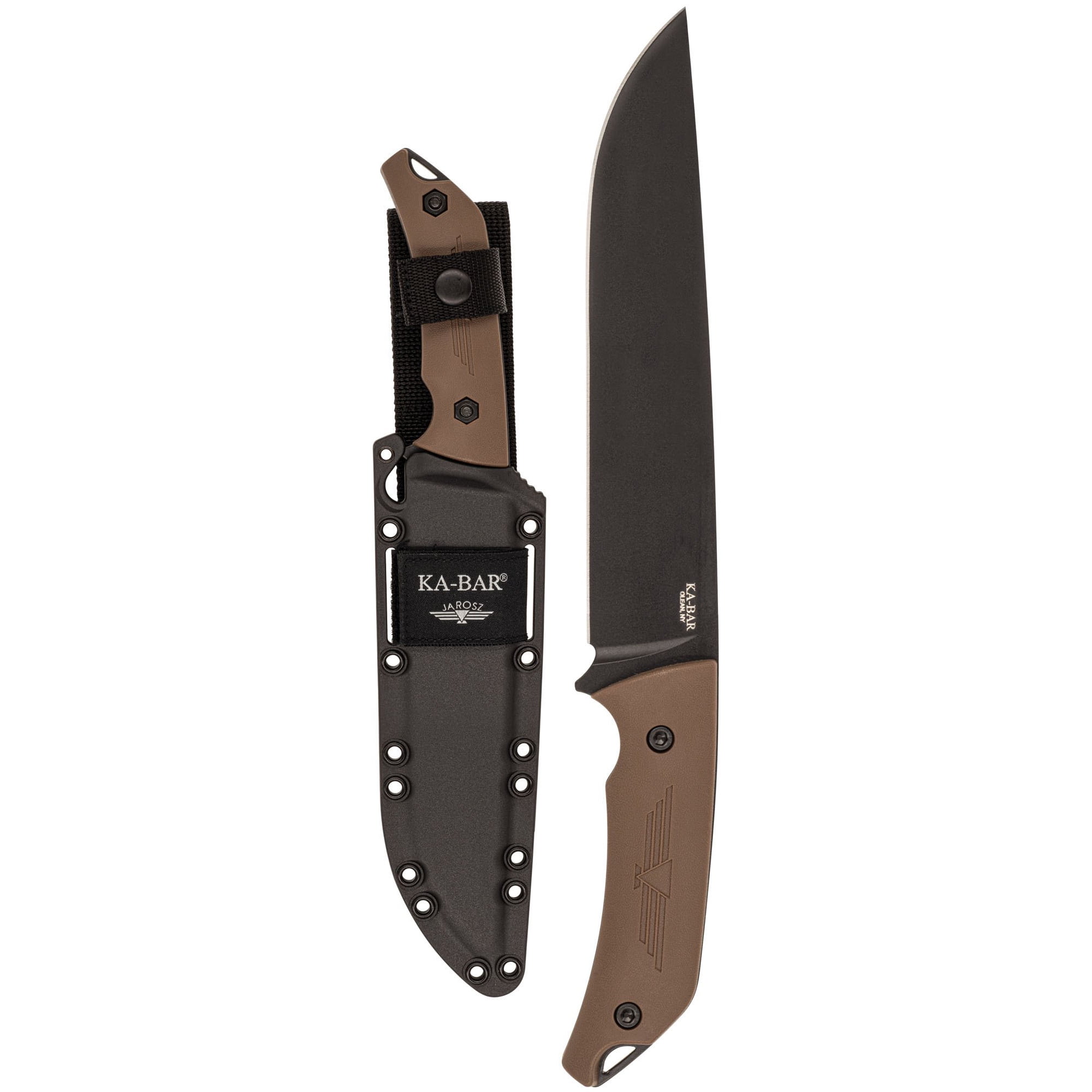 KA-BAR Mark I Fixed Blade Knife - 5.13" 1095 Cro-Van Steel Blade, Black Kraton G Handle, Hard Plastic Sheath