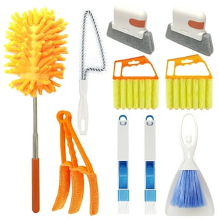 Dusting Kit Microfiber Duster with 3 Extension Pole 5.54ft Cleaning Kit with 3 Attachments Microfiber Mop Flexible Duster Feather Duster, Orange