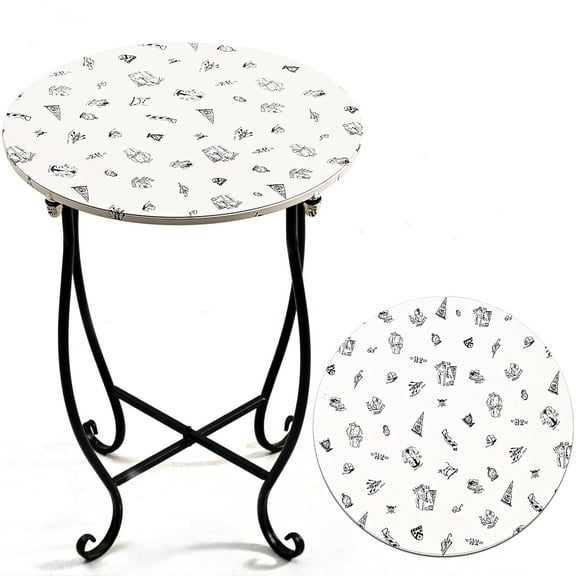 KABB 14 inch flowerpot width, 17 inch flowerpot height, plant rack set, indoor circular metal plant rack, decorative black patterned plant rack, plant table