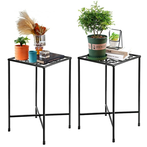 KABB 8" x 8" x 14" Black Metal Plant Stand ( 2 Count)