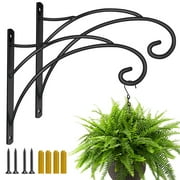 KABB Hanging Plant Brackets, Pack of 2 Iron Hanging Basket Bracket Durable Weather-Resistant Outdoor Plant Hooks for Hanging Plant Lantern Windchime Birdhouse Metal Sign Fruit Bracket, Screw Included
