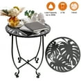 "KABB 14"" Round Patio Side Table, Weather Resistant Metal Outdoor End