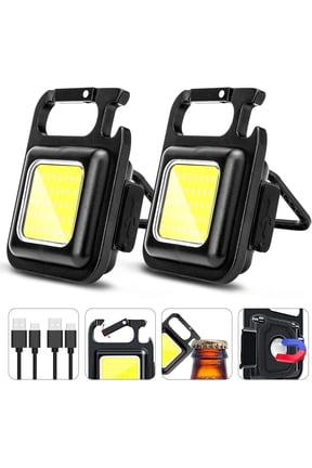 Rechargeable Keychain Flashlight 2Pack, High Lumen Super Bright LED Work Light with Magnet,Clip,Bottle Opener for Dog Walking,Car Repair, Emergency,Camping,EDC