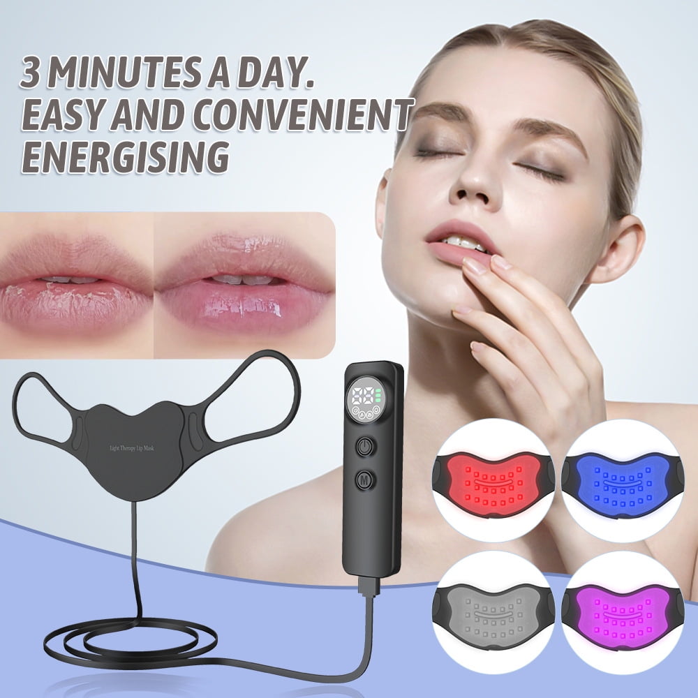 KABB Red Light Therapy Lip Plumper Device, 4 Modes LED Lip Light Therapy Mask with 63 Red Light Beads for Lip Rejuvenation