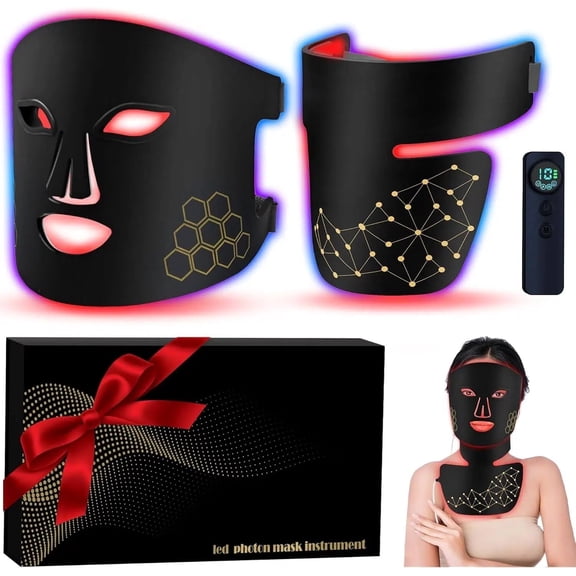 KABB  Red Light Therapy for Face and Neck, Rechargeable Infrared Mask, 850nm Near-Infrared, 4 Modes, Anti-Aging Face and Neck Treatment.