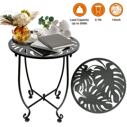 KABB Round Iron End Table, Black (1 Piece)