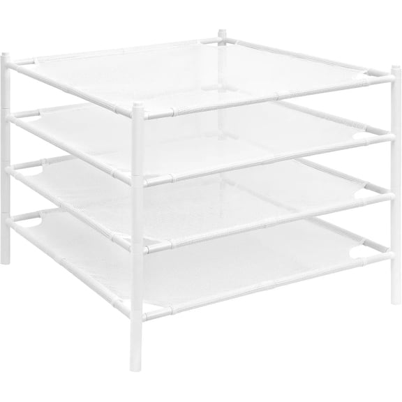 KABB Sweater Drying Rack, Mesh Clothes Drying Rack, Stackable Laundry Drying Rack, Lay Flat Dryer for Delicates, Portable Dry Rack for Indoor or Outdoor, White, 4-Pack