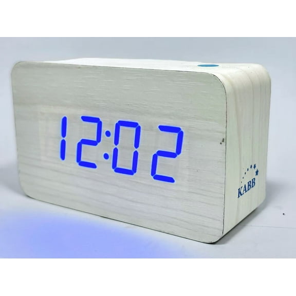 KABB Time Recording Apparatus LED Decorative Clocks with Blue Display Modern Decor for Bedroom Office Living Room