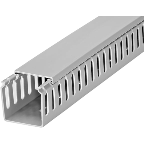 Open Slot Wire Duct 1" W x 1" H x 6.5' L, PVC, UL Listed, Gray, 1PC PACK