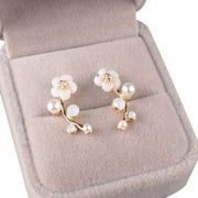 ANANJING KABOER 1 Pair 2019 Fashion Personality Shell Flower Pearl Stud Earrings Female Jewelry