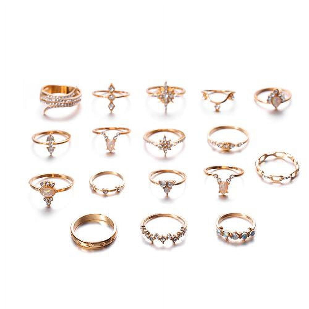 Fashion Rhinestone Gem 17 Set Finger Women Ring, Fashion Rings