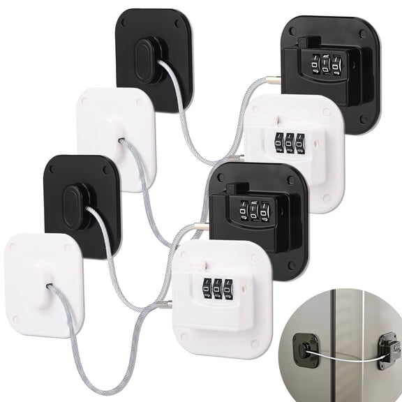 KABOER 4-Pack Combination Child Safety Locks, Keyless Cabinet & Refrigerator Baby Proofing Locks with Resettable Code, Adhesive Baby Locks for Toddlers, Kids & Pets