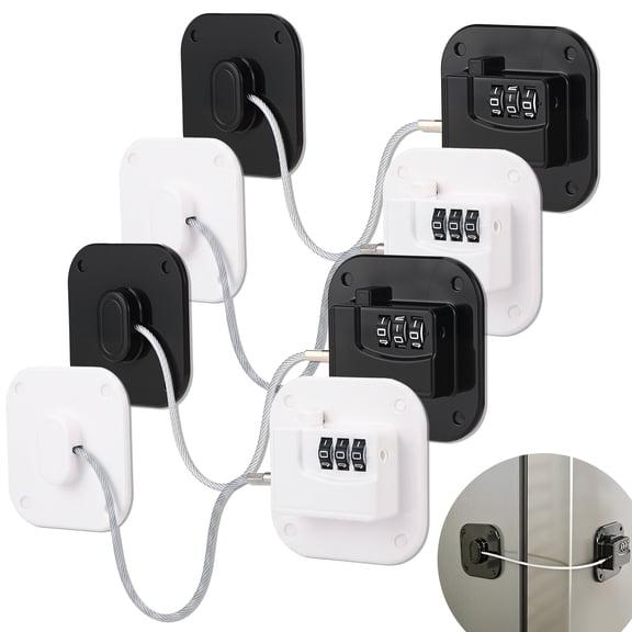KABOER 4 Pack Combination Refrigerator Lock, Cabinets Locks Freezer Lock Door Lock, Multi-Purpose Keyless Refrigerator & Freezer Lock with Code for Baby Toddler Child Kid