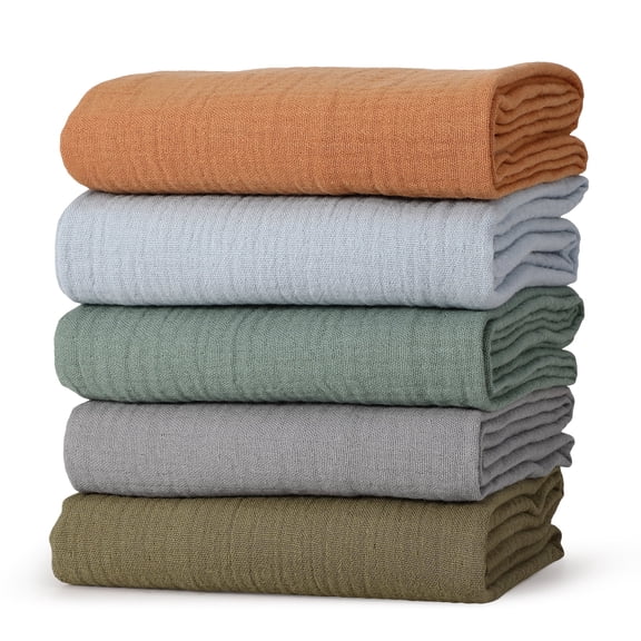 KABOER 5 Pcs Muslin Receiving Blankets for Babies, 23.5x23.5 Inch, Cotton Receiving Blankets, Ultra Soft Breathable Baby Covers for Newborns, Multi-Purpose Burp Cloths and Nursing Covers