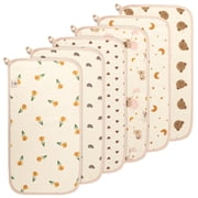 KABOER 6 Pack Large Muslin Burp Cloths for Baby, 20x11 Cotton Burp Rags, Extra Soft & Absorbent 4 Layers, Cute and Eco-Friendly Prints, Burping Cloths for Newborn