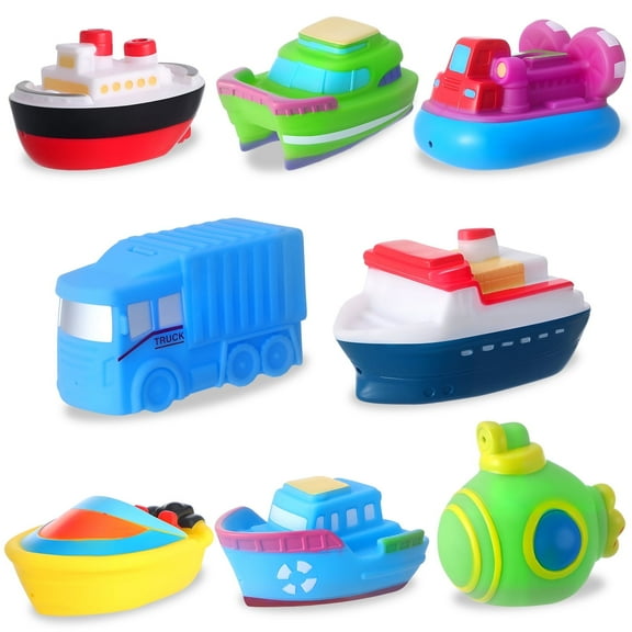 KABOER 8 Pcs Toy Boat Bath Toys for Baby, Kids Tub Toys for Water Play, Floating Boat Toys for Bathtub,Toddler Baby Transportation Bath Toys, Cute Party Favors for Boys and Girls