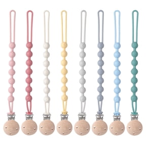 KABOER 8Pcs Pacifier Clips Silicone, Neutral Pacifier Clips for Baby Boys and Girls - Flexible and Rust-Free Holders for Teething Relief, Safe for Newborns