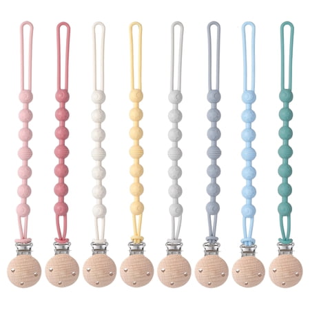 KABOER 8Pcs Pacifier Clips Silicone, Neutral Pacifier Clips for Baby Boys and Girls - Flexible and Rust-Free Holders for Teething Relief, Safe for Newborns